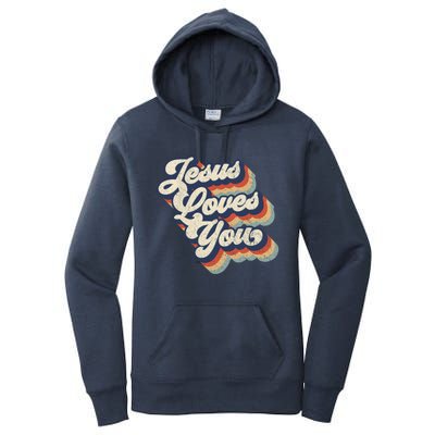 Jesus Loves You Retro Vintage Style Graphic Design Gift Women's Pullover Hoodie