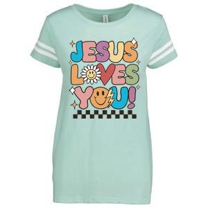 Jesus Loves You Come To Christ Our Lord Christian Catholic Enza Ladies Jersey Football T-Shirt