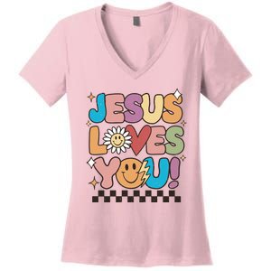 Jesus Loves You Come To Christ Our Lord Christian Catholic Women's V-Neck T-Shirt