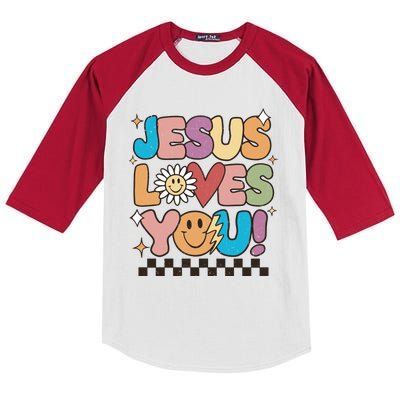 Jesus Loves You Come To Christ Our Lord Christian Catholic Kids Colorblock Raglan Jersey