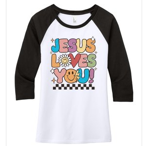 Jesus Loves You Come To Christ Our Lord Christian Catholic Women's Tri-Blend 3/4-Sleeve Raglan Shirt