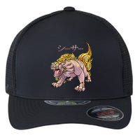 Japanese Liondog Yokaishisa Yokai With Kanji On Front Flexfit Unipanel Trucker Cap