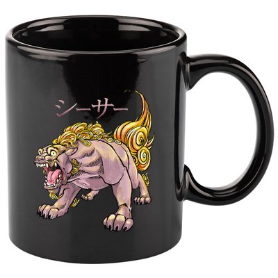 Japanese Liondog Yokaishisa Yokai With Kanji On Front 11oz C Handle Ceramic Mug