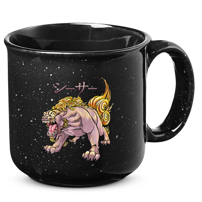 Japanese Liondog Yokaishisa Yokai With Kanji On Front 15oz Campfire Ceramic Mug