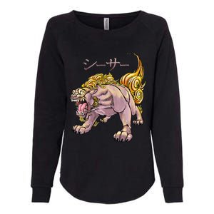 Japanese Liondog Yokaishisa Yokai With Kanji On Front Womens California Wash Sweatshirt