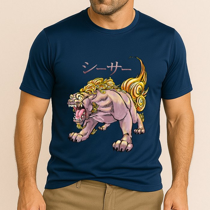 Japanese Liondog Yokaishisa Yokai With Kanji On Front Performance Shirt