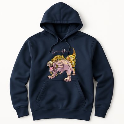 Japanese Liondog Yokaishisa Yokai With Kanji On Front Hoodie