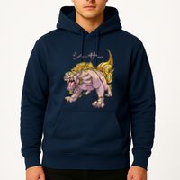 Japanese Liondog Yokaishisa Yokai With Kanji On Front Hoodie