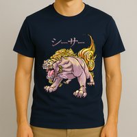 Japanese Liondog Yokaishisa Yokai With Kanji On Front T-Shirt