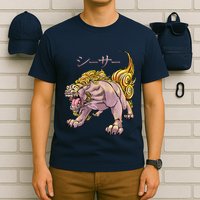Japanese Liondog Yokaishisa Yokai With Kanji On Front T-Shirt