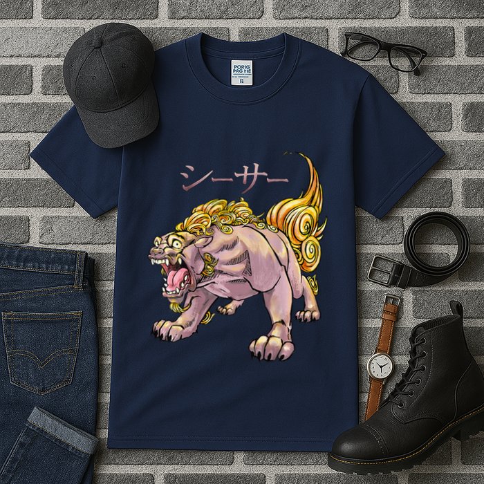 Japanese Liondog Yokaishisa Yokai With Kanji On Front Tall T-Shirt