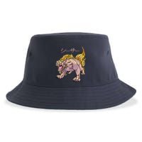 Japanese Liondog Yokaishisa Yokai With Kanji On Front Sustainable Bucket Hat