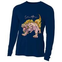 Japanese Liondog Yokaishisa Yokai With Kanji On Front Cooling Performance Long Sleeve Crew