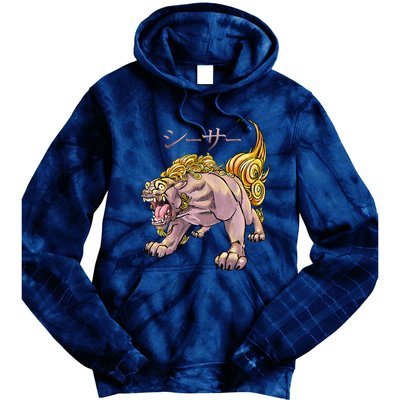 Japanese Liondog Yokaishisa Yokai With Kanji On Front Tie Dye Hoodie