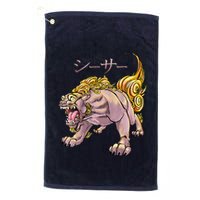 Japanese Liondog Yokaishisa Yokai With Kanji On Front Golf Towel