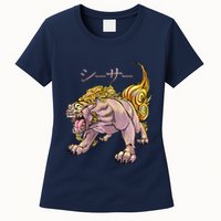 Japanese Liondog Yokaishisa Yokai With Kanji On Front Womens T-Shirt