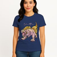 Japanese Liondog Yokaishisa Yokai With Kanji On Front Womens T-Shirt