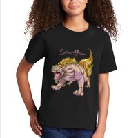 Japanese Liondog Yokaishisa Yokai With Kanji On Front Kids T-Shirt