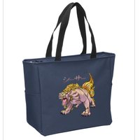 Japanese Liondog Yokaishisa Yokai With Kanji On Front Zip Tote Bag