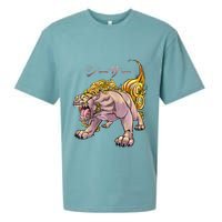 Japanese Liondog Yokaishisa Yokai With Kanji On Front Sueded Cloud Jersey T-Shirt