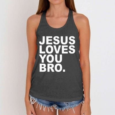 Jesus Loves You Bro. Christian Faith Women's Knotted Racerback Tank