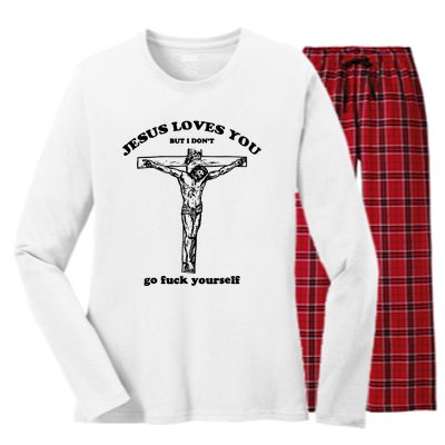 Jesus Loves You But I Dont Women's Long Sleeve Flannel Pajama Set 