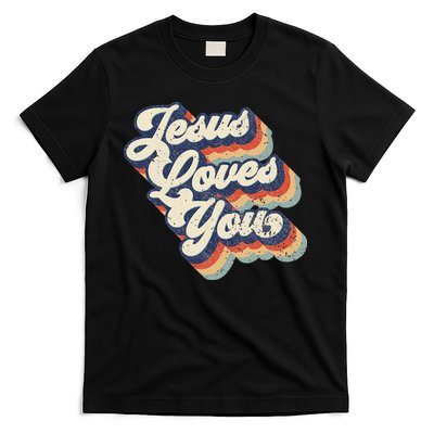 Jesus Loves You Retro Vintage Style Graphic Design Womens T-Shirt