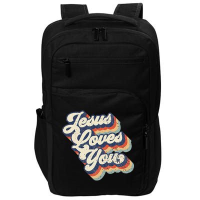 Jesus Loves You Retro Vintage Style Graphic Design Womens Impact Tech Backpack