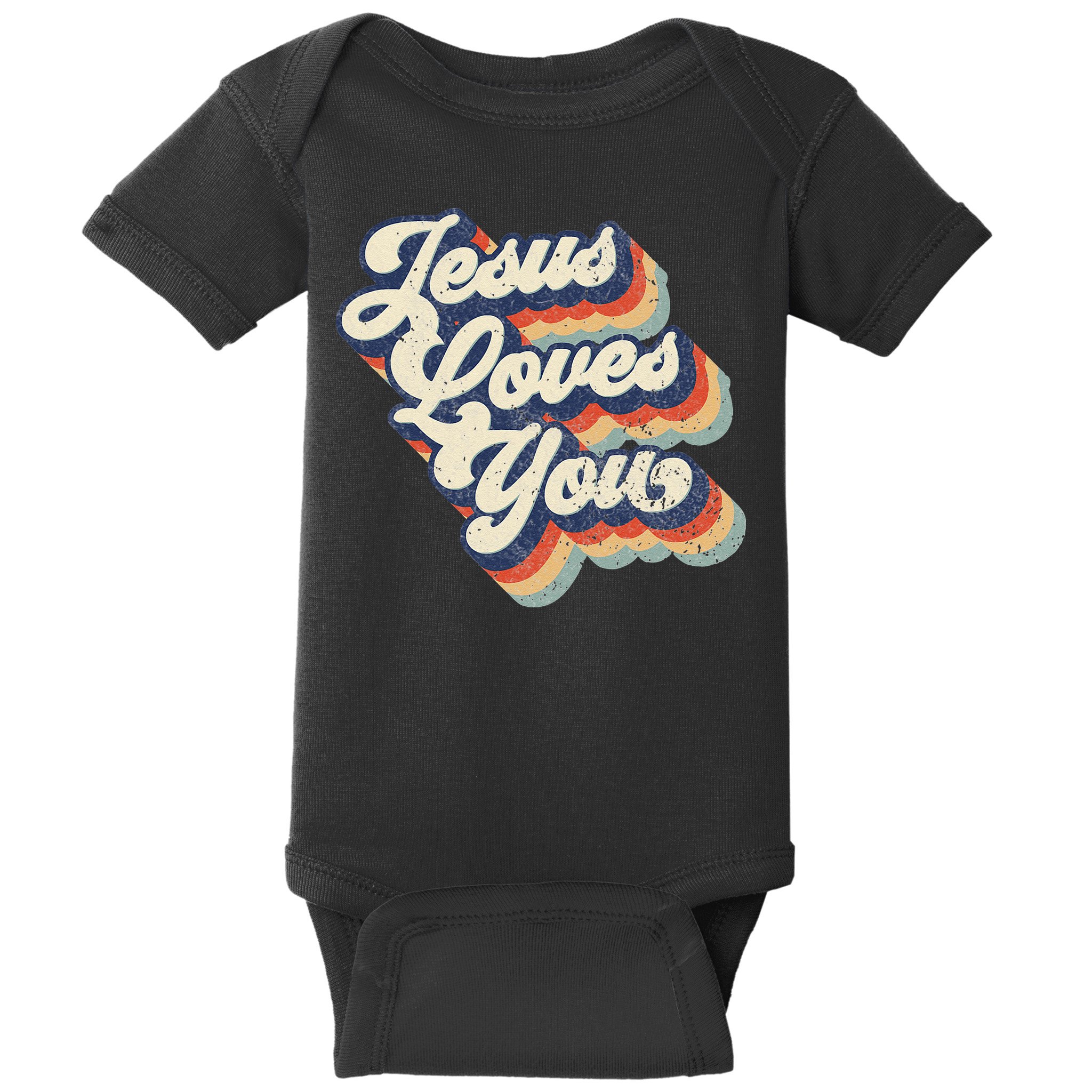 Jesus Loves You Retro Vintage Style Graphic Design Womens Baby Bodysuit