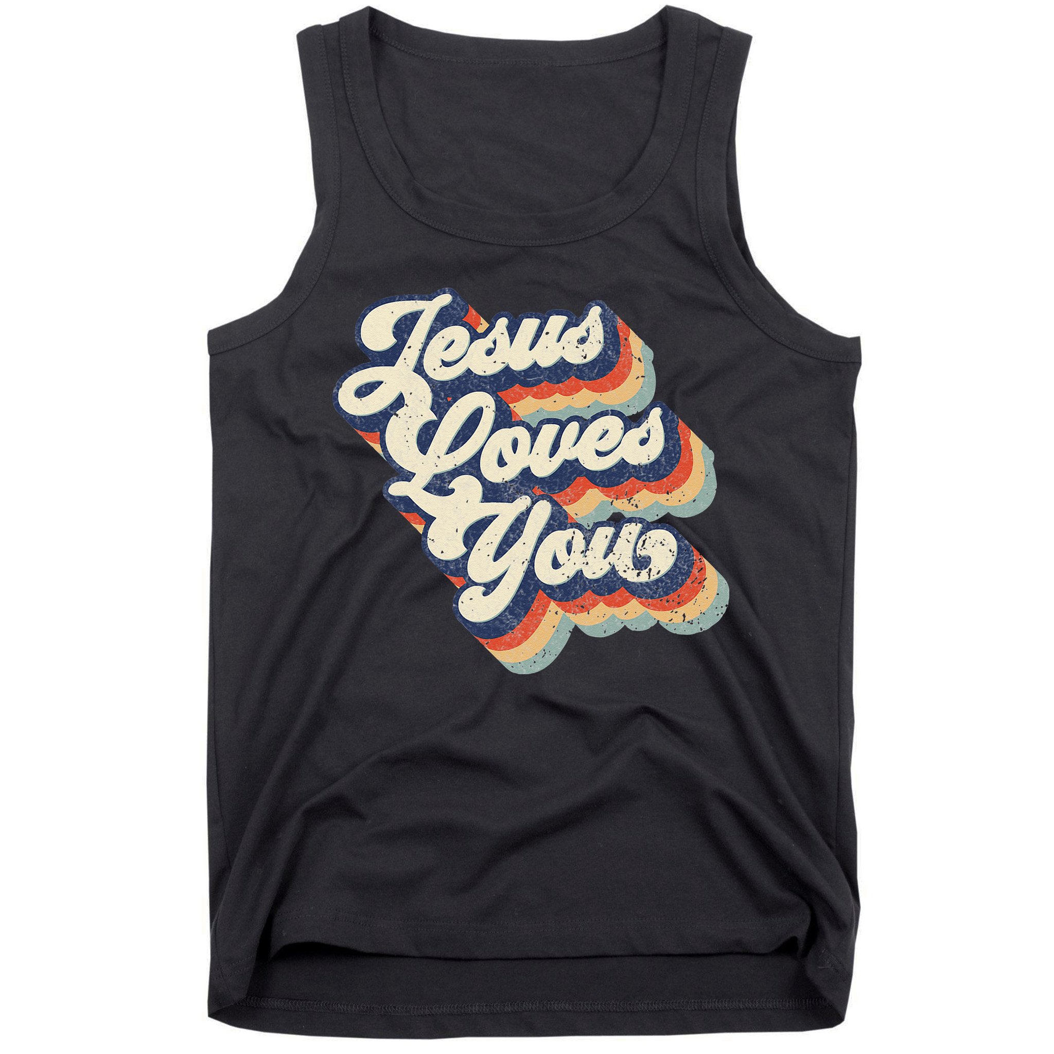 Jesus Loves You Retro Vintage Style Graphic Design Womens Tank Top