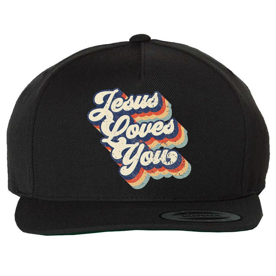 Jesus Loves You Retro Vintage Style Graphic Design Womens Wool Snapback Cap