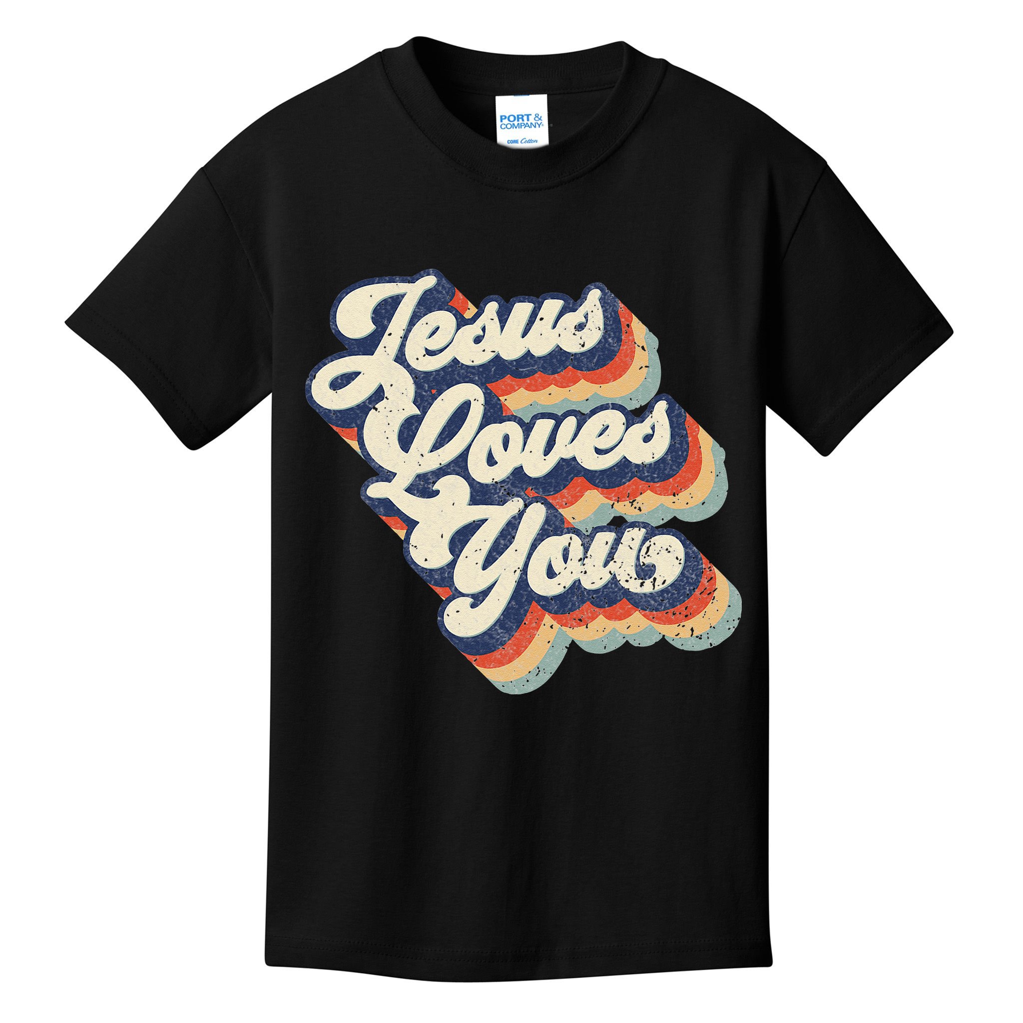 Jesus Loves You Retro Vintage Style Graphic Design Womens Kids T-Shirt