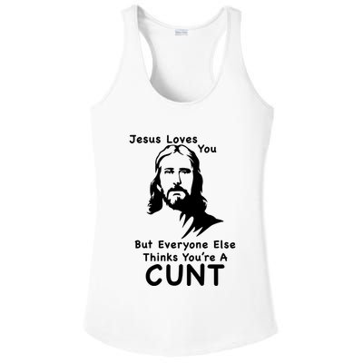 Jesus Loves You But Still A Cunt Ladies PosiCharge Competitor Racerback Tank