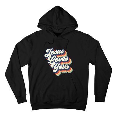 Jesus Loves You Retro Vintage Style Graphic Design Womens Hoodie