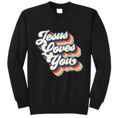 Jesus Loves You Retro Vintage Style Graphic Design Womens Sweatshirt