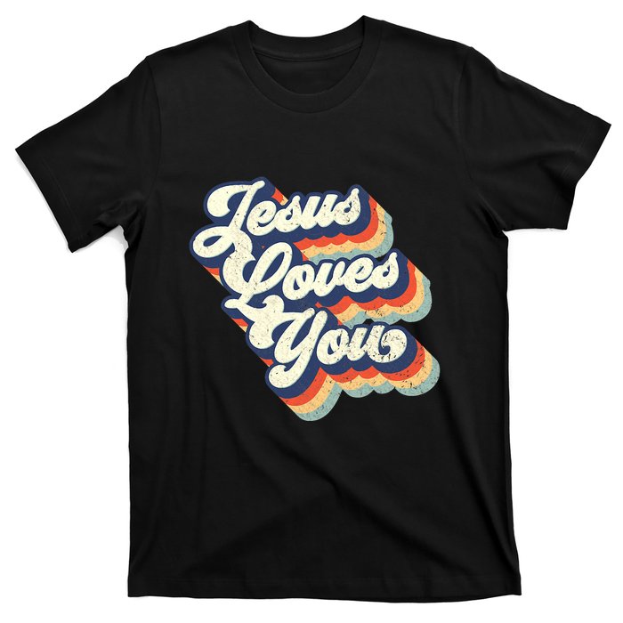 Jesus Loves You Retro Vintage Style Graphic Design Womens T-Shirt