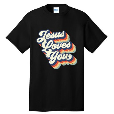 Jesus Loves You Retro Vintage Style Graphic Design Womens Tall T-Shirt