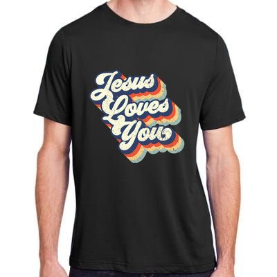 Jesus Loves You Retro Vintage Style Graphic Design Womens Adult ChromaSoft Performance T-Shirt