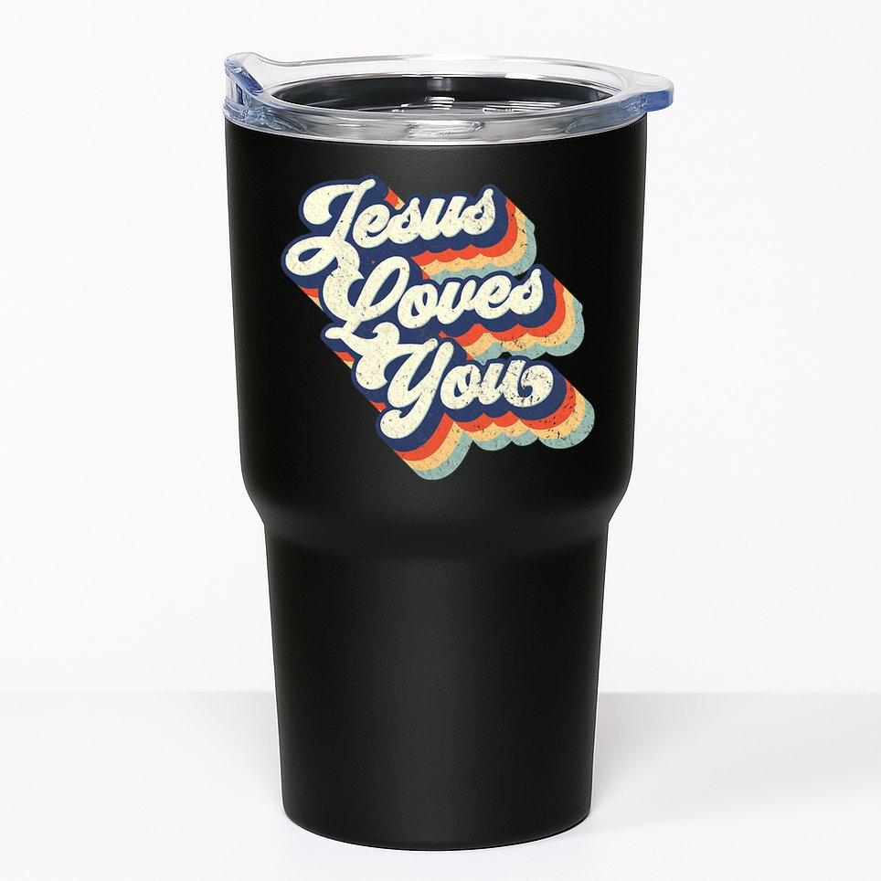 Jesus Loves You Retro Vintage Style Graphic Design Womens Tumbler