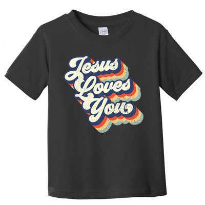 Jesus Loves You Retro Vintage Style Graphic Design Womens Toddler T-Shirt