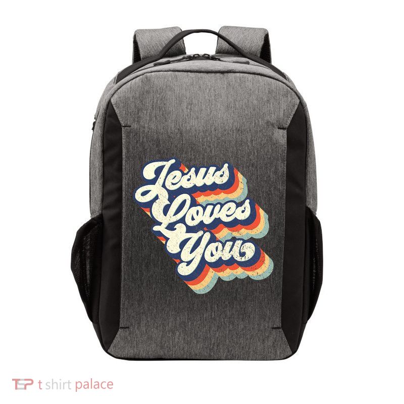 Jesus Loves You Retro Vintage Style Graphic Design Womens Vector Backpack
