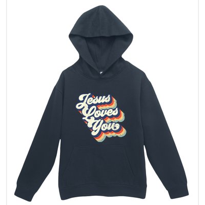 Jesus Loves You Retro Vintage Style Graphic Design Womens Urban Pullover Hoodie