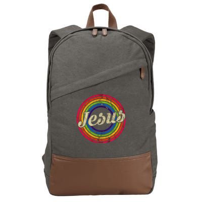 Jesus Loves You Retro Vintage Style Graphic Design Cotton Canvas Backpack