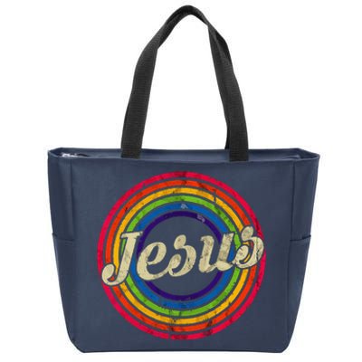 Jesus Loves You Retro Vintage Style Graphic Design Zip Tote Bag