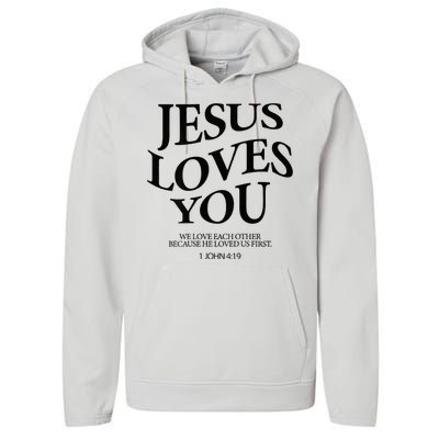 Jesus Loves You We Love Each Other Performance Fleece Hoodie