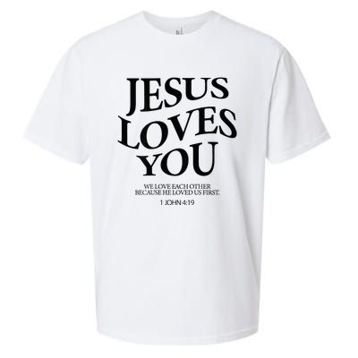 Jesus Loves You We Love Each Other Sueded Cloud Jersey T-Shirt