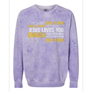 Jesus Loves You In Many Languages Christian Evangelism Colorblast Crewneck Sweatshirt