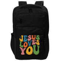 Jesus Loves You Retro Groovy Impact Tech Backpack
