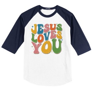 Jesus Loves You Retro Groovy Baseball Sleeve Shirt