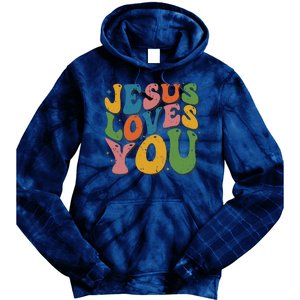 Jesus Loves You Retro Groovy Tie Dye Hoodie